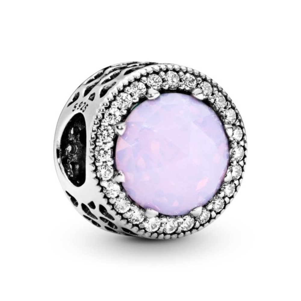 PANDORA Opalescent Pink Radiant Hearts Charm 791725NOP